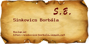 Sinkovics Borbála névjegykártya